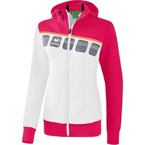 Erima 5-C Trainingsjack Met Capuchon Kinderen - Wit / Love Rose / Peach | Maat: 152