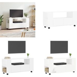 vidaXL Tv-meubel 102x34-5x43 cm bewerkt hout wit - Tv-kast - Tv-kasten - Tv-meubel - Hifi-meubel