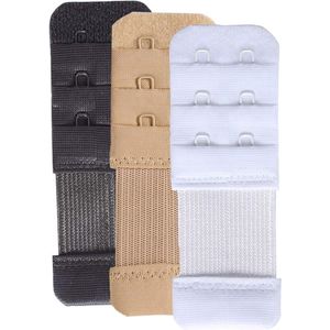 JGS Premium - Beha-extenders voor dames - 2 haken 3 haken 4 haken 5 haken 6 haken - Zachte rekbare rug-beha-verlengband - Zwart/huid/wit - One size - Comfortabele beha accessoires