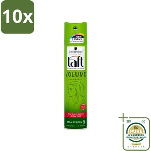 10 x Schwarzkopf - Taft - True Volume Haarspray - Mega Strong - Volumeboost & Fixatie - 250 ml - Grootverpakking - Haarspray - Volume - Fixatie - Fijn Haar - Vegan Haarspray