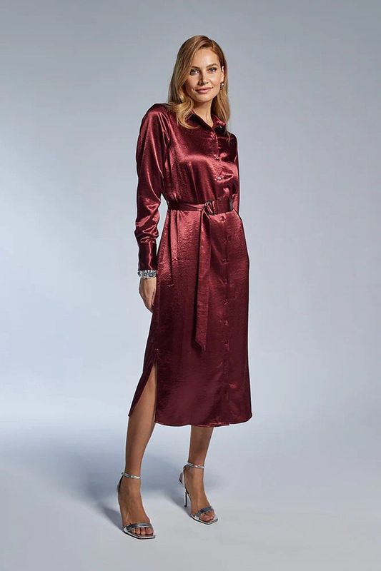 Freebird Damina Dames - Jurk - Bordeaux - Maat XS