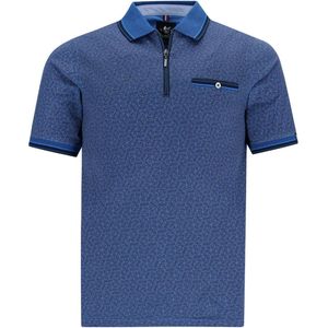 Hajo - Poloshirt Premium - heren- blauw print - maat 3XL -grote maten