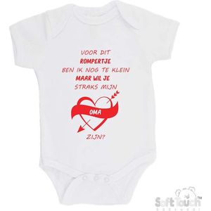 100% katoenen Romper Zwangerschap Aankondiging 2.0 ""Voor dit rompertje ben ik nog te klein maar wil je straks mijn oma zijn"" Unisex Katoen Wit/rood Maat 56/62
