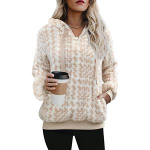 Oversized Sherpa Pullover Hoodie voor Dames - Fuzzy Fleece Sweatshirt met Zakken