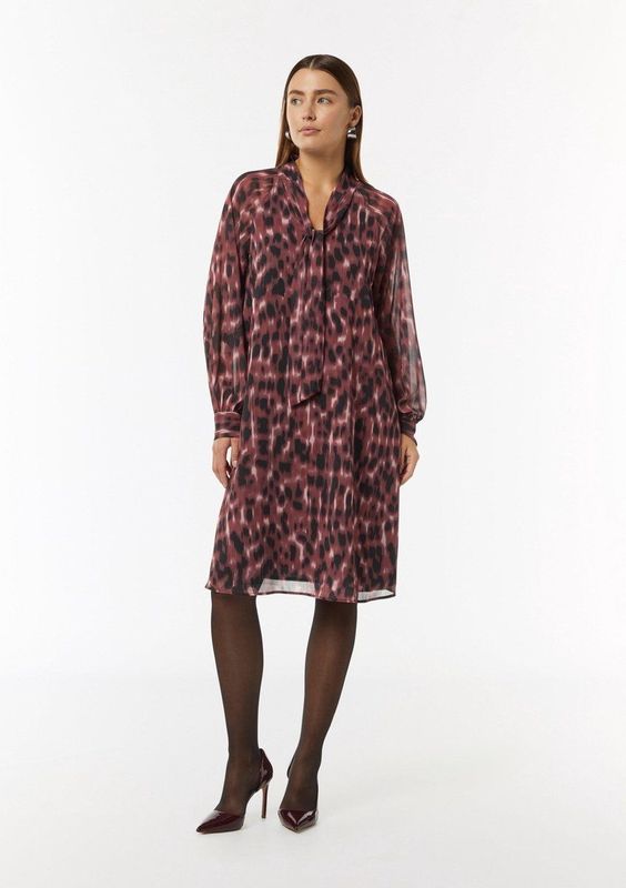 comma - A-lijn Jurk - Korte Chiffon - Abstract Patroon