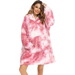 Pullover sweatshirt met capuchon badjas deken hoodie deken sweatshirt flanel hoodies - roze paars.