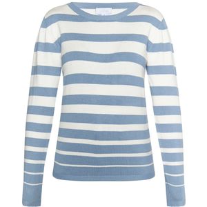 usha - BLUE LABEL - Trui - Blauw/Wit - Ronde Hals - Gestreept - Lange Mouw