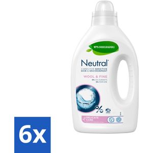 Neutral - Vloeibaar Wasmiddel - Wool & Fine - Gevoelige Huid - 0% Kleurstof & Parfum - 20 Wasbeurten - Voordeelverpakking - 6 stuks