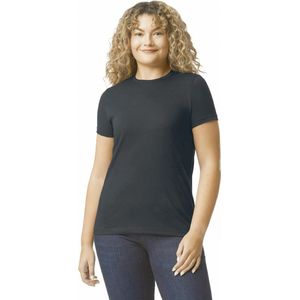 T-shirt Dames XL Gildan Ronde hals Korte mouw Pitch Black 60% Katoen, 40% Polyester