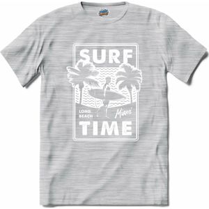 Surf Time | Surfen - Surf - Surfboard - T-Shirt - Unisex - Donker Grijs - Gemêleerd - Maat L
