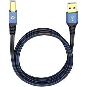 Oehlbach USB Plus B USB 2.0 [1x USB-A 2.0 stekker - 1x USB-B 2.0 stekker] 3.00 m Blauw Vergulde steekcontacten