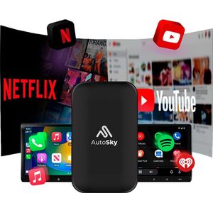 AutoSky - AI Box Lite Plus 2.0 - Draadloze Carplay Dongle - Geschikt voor Draadloze Apple CarPlay & Android Auto - USB-A/USB-C - Plug & Play