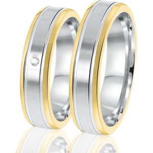 Lucardi Heren Vriendschapsring Sofia - Ring - Vaderdag Cadeau - Echt Zilver - Zilver en Goudkleurig