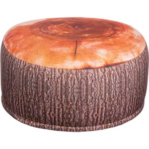 poef zitpoef zitzak voor binnen en buiten opblaasbaar - boomstamdesign - 55 x 25 cm - kleur: bruin