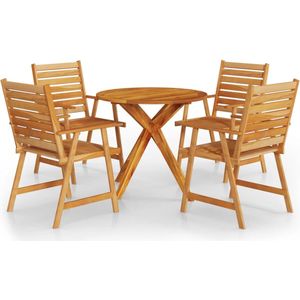 vidaXL Tuinset - 5-delig - Massief Acaciahout Tuinstoel - Tuintafel - Acacia Hout - Buitenmeubilair - Lounge Set