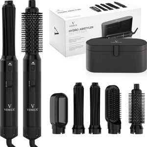 VENEUX® Föhnborstel - Airstyler - Krulborstel - Warmteborstel - 5 in 1 Multistyler - Met Opbergcase - Zwart