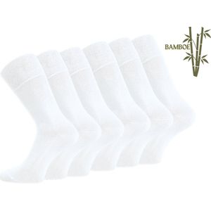 6 paar SQOTTON® Bamboe sokken - Naadloos - Heren & Dames - Wit - Maat 39-42