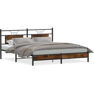 vidaXL - Bedframe - zonder - matras - hout - gerookt - eikenkleurigx200 - cm