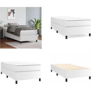 vidaXL Boxspringframe kunstleer wit 80x200 cm - Boxspringframe - Boxspringframes - Bed - Ledikant