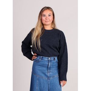 MbyM - Sadi-M - Gebreide Trui - Donkerblauw Melange - Ronde Hals