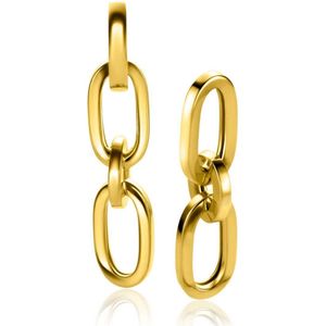 Zinzi gold plated zilveren oorbedels twee lange paperclip schakels 37mm ZICH2352G (excl. oorringen)