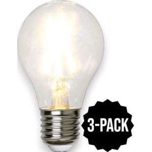 3-Pack | Peerlamp / Standaard bol met helder filament - E27 - 2W - 2700K