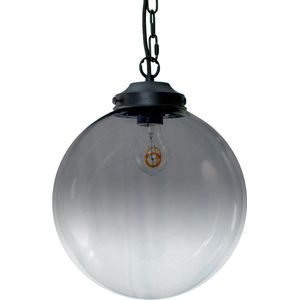 Metz Transparant/Smoke Glazen Design Hanglamp - ⌀30x32cm - Zwart