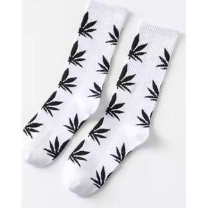 Jumada's - Wietsokken - Cannabissokken - Wiet - Cannabis - wit-zwart - Unisex sokken - Maat 36-45