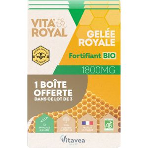 Vitavea Vita'Royal Royal Jelly Organic 1800 mg Verpakking van 3 x 10 Flacons