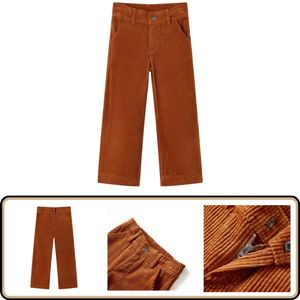 Kinderbroek ribfluweel cognac - Maat 116 - Comfortabele pasvorm Kinderbroek - Jongensbroek - Meisjesbroek - Ribfluweel - Cognackleur