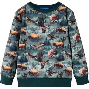 Kindertrui - Donkergroen - Katoenen Sweater - Voor Kinderen