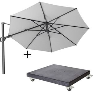 Platinum Challenger T² zweefparasol Ø350cm rond wit + Premium Modena parasolvoet 90kg