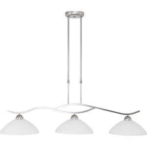 Eettafellamp Capri | 2 lichts | staal / wit | glas / metaal | in hoogte verstelbaar tot 125 cm | 112 cm breed | Ø 30 cm | eetkamer / eettafel lamp | modern / sfeervol design