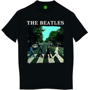 The Beatles - Abbey Road & Logo Heren T-shirt - M - Zwart