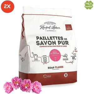Marseille zeepvlokken rozen geur 2x 750g | Rampal Latour | Zuinig Ecologisch Milieuvriendelijk Hypoallergeen | Zonder conserveermiddel