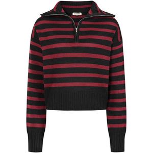 Banned - Zima Gebreide trui - XL - Zwart/Bordeaux rood