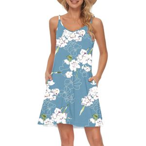 Vrouwen Chiffon Strandjurk met 3/4 Mouwen en Zakken