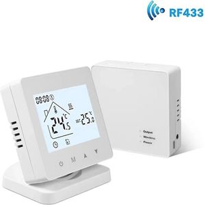 Hanimo Slimme Draadloze Thermostaat - Thermostaat - Aan/Uit Thermostaat - CV Ketel - Met Applicatie - WiFi - Wit