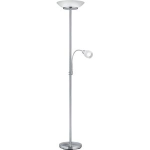 LED Vloerlamp - Trion Germin - E27 Fitting - Rond - Mat Nikkel - Aluminium