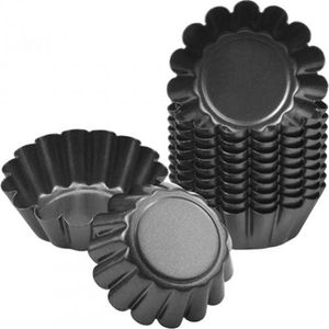 10 stuks taartvormen mini-taartvormen van koolstofstaal tartelette vormpjes 6,5 cm muffinbakvormen anti-aanbak eiercakevorm bakvorm voor pudding, cake, cupcake, muffin