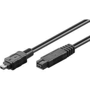 FireWire 400-800 kabel met 4-pins - 9-pins connectoren / zwart - 1 meter