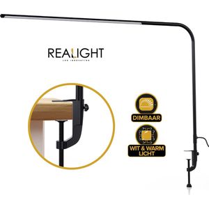 Realight Led Bureaulamp met Klem - Verstelbare Leeslamp - Daglichtlamp - 110 x 1,5 cm - Zwart
