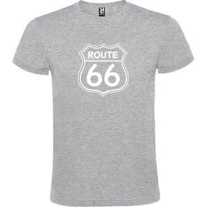 Grijs t-shirt met 'Route 66' print Wit size L