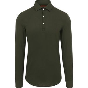 Suitable Camicia Poloshirt Donkergroen - Maat XL - Heren - Longsleeve polo - Polo shirt Heren met Lange mouwen