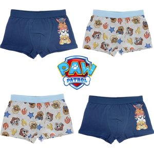 PAW Patrol Boxershort - Set van 4 - Blauw + Grijs/Oranje - Maat 98/104