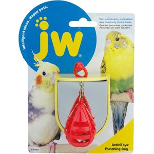 JW activitoy punching bag - Vogelspeelgoed - 7,5 cm - Met spiegel - Met bel - Rood