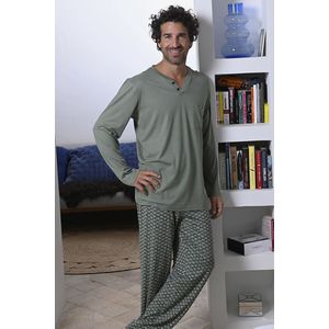 Ringella heren pyjama patroon groen - Groen - Maat - 58