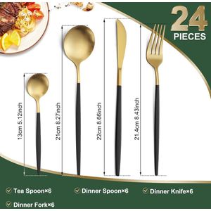 24-delig luxe goudkleurige bestekset - 6-persoons - in luxe doos - Product quality & satisfaction - roestvrij staal - culinair