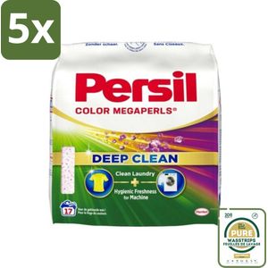 5 x Persil Waspoeder Megaperls Color 17 Wasbeurten 1,02 kg - Grootverpakking - Waspoeder - Was - Kleurbehoud - Vlekverwijdering - Frisheid
