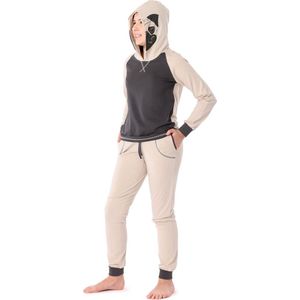 Ladeheid Meisjes Pyjama - met Capuchon - Lange mouwen - Lange broek - Katoen - LA-LA40-237-PJ - Beige Mop - 158